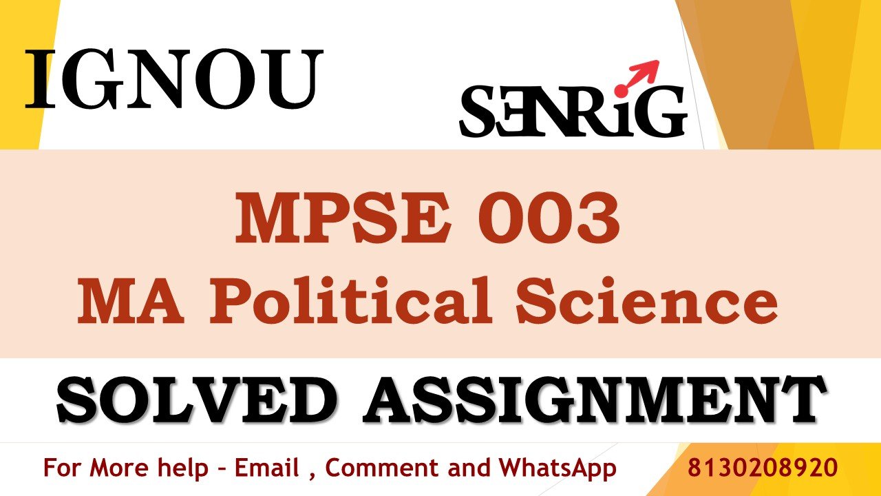 MPSE 003 Western Political Thought Solved Assignment 2023-24
