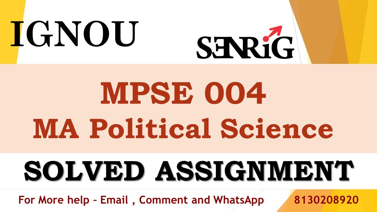 MPSE 004 Social and Political Thought in Modern India Solved Assignment 2023-24