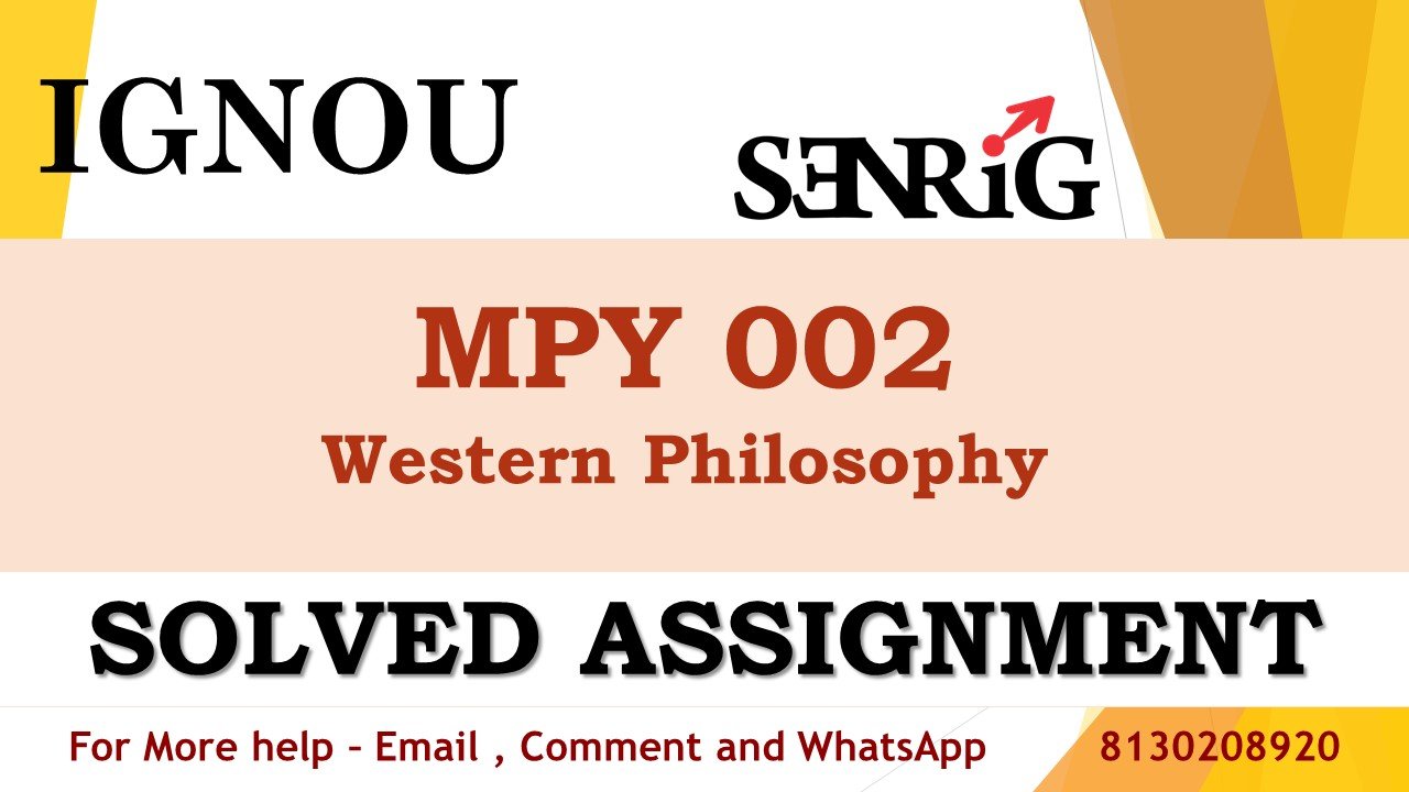 MPY 002 Western Philosophy Solved Assignment 2023-24