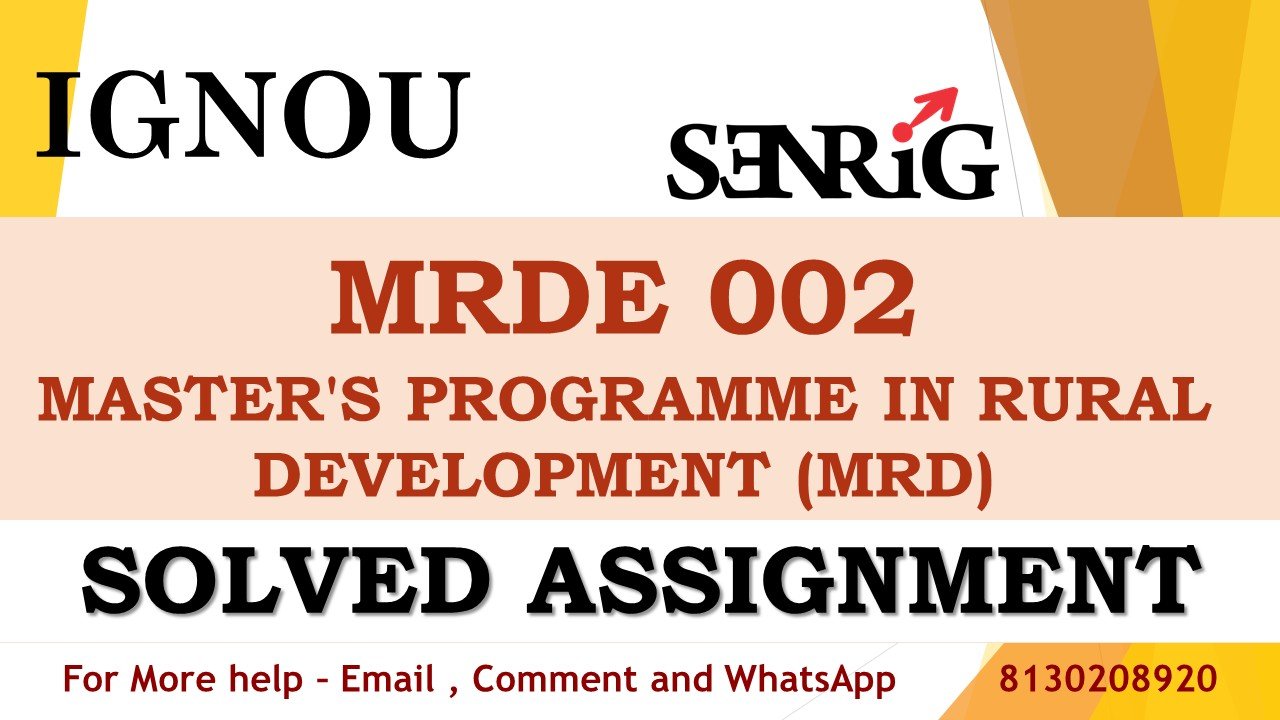 MRDE 002 Voluntary Action in Rural Development Solved Assignment 2023-24
