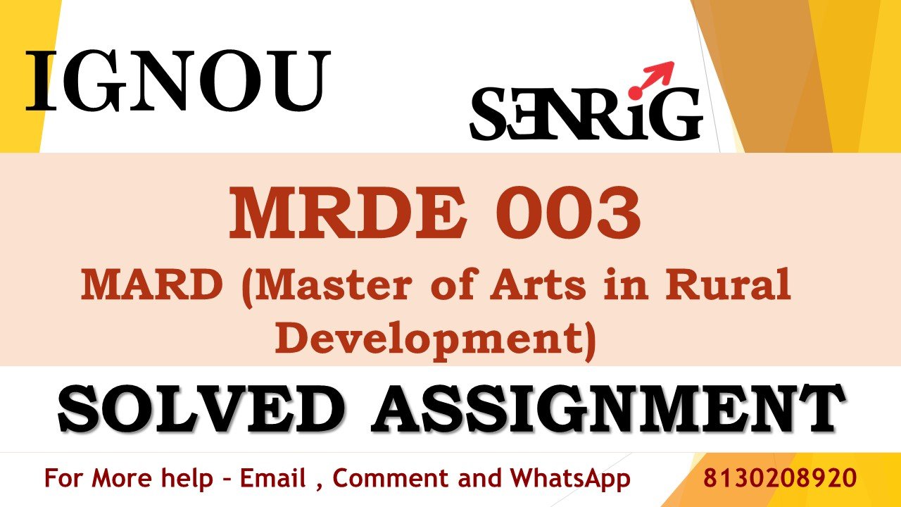 MRDE 003 Land Reforms and Rural Development Solved Assignment 2023-24