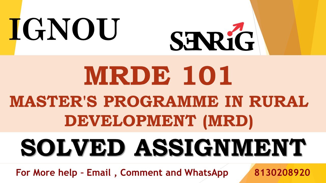 MRDE 101 Rural Social Development Solved Assignment 2023-24