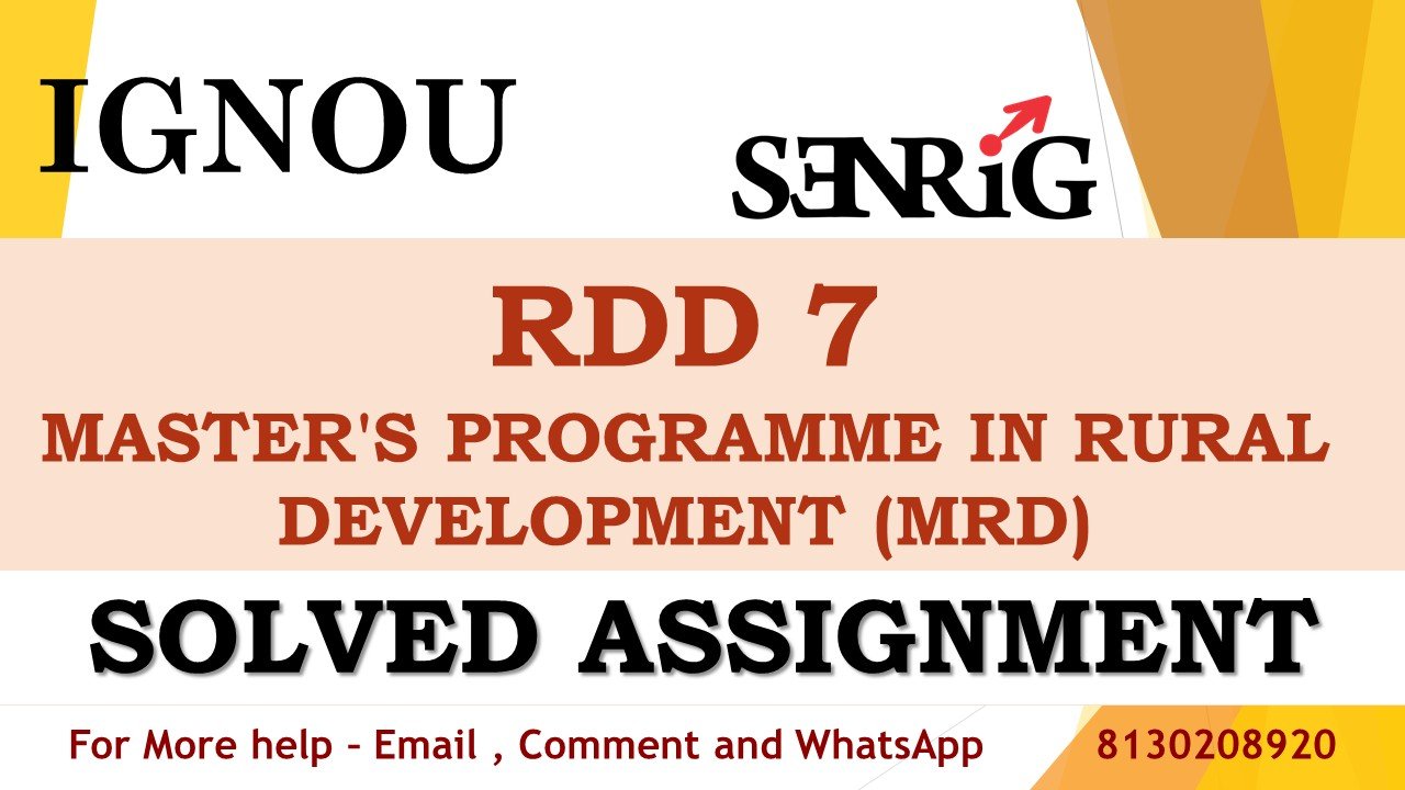 RDD 7 Communication and Extension in Rural Development Solved Assignment 2023-24