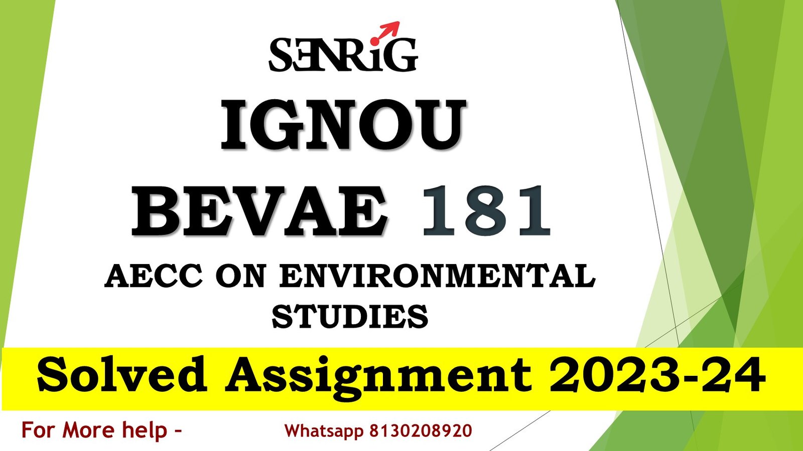 BEVAE 181 AECC ON ENVIRONMENTAL STUDIES Solved Assignment 2023-24