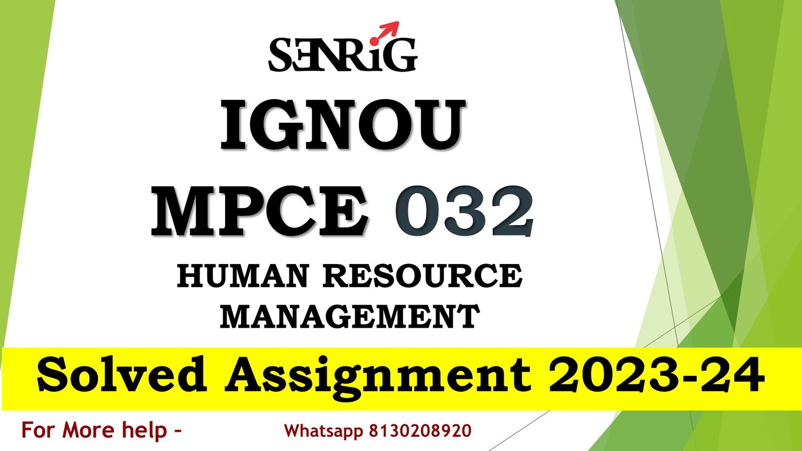 FREE MPCE 032 HUMAN RESOURCE MANAGEMENT Solved Assignment 2023-24