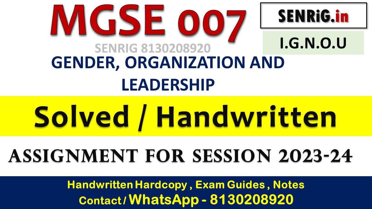 Mgse 007 solved assignment 2023 24 ignou; Mgse 007 solved assignment 2023 24 download