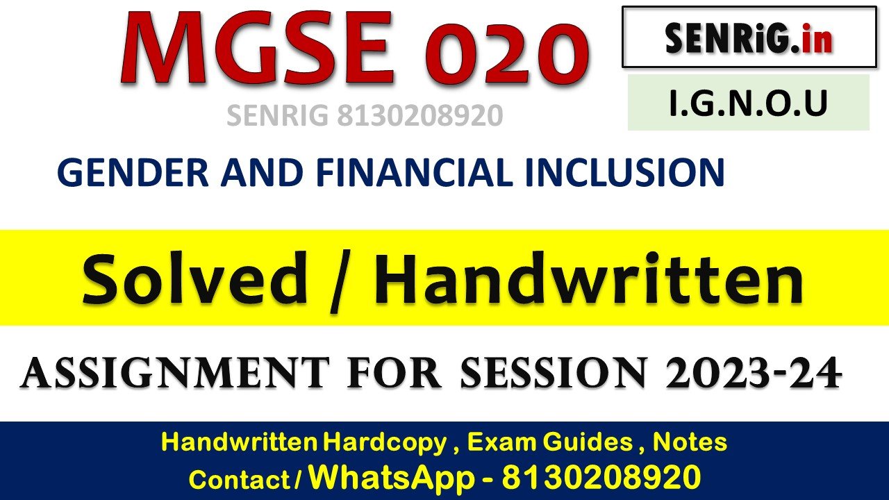 Mgse 020 solved assignment 2023 24 ignou; Mgse 020 solved assignment 2023 24 download