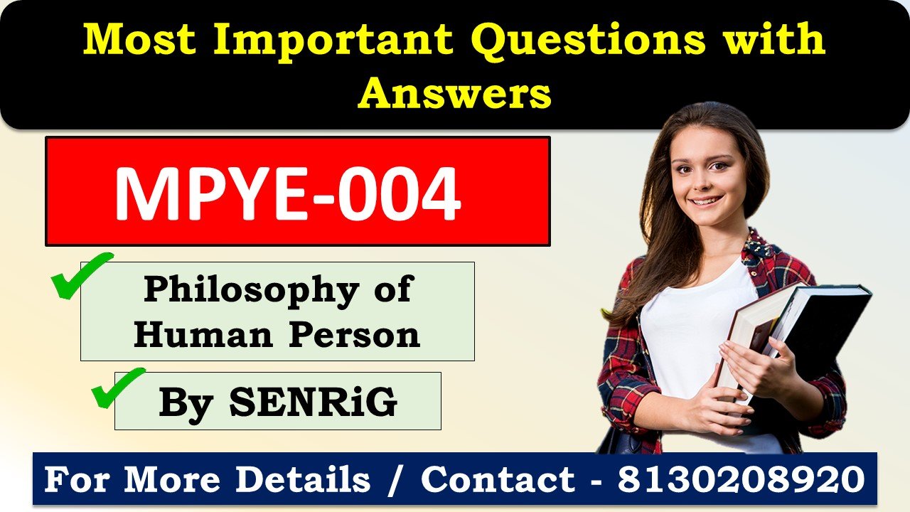 (IGNOU) MPYE-004 Important Questions with Answers English Medium