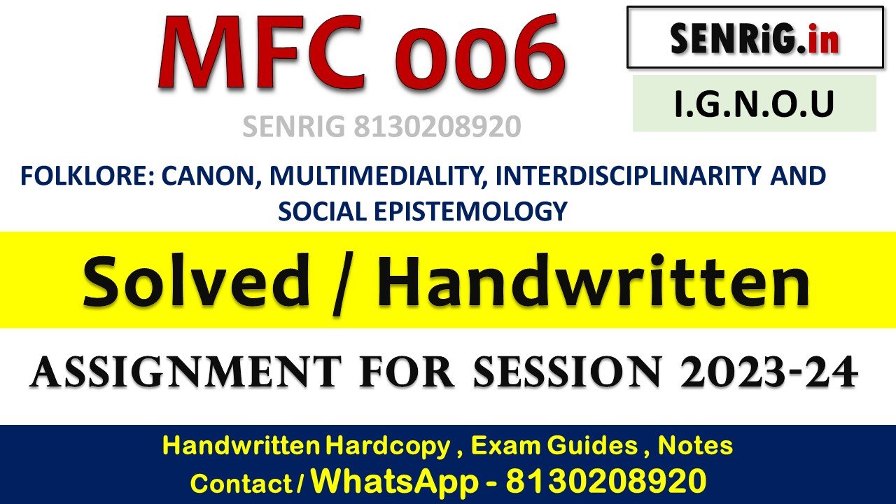 Free ignou mfc 006 pdf download; Free ignou mfc 006 pdf; Free ignou mfc 006 download; Free ignou mfc 006 assignment; mafcs ignou study material