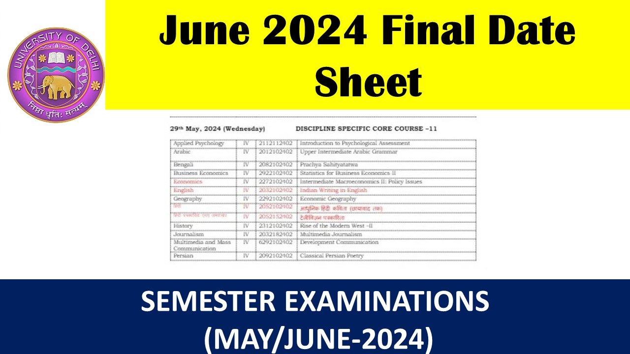 June 2024 Final Date Sheet