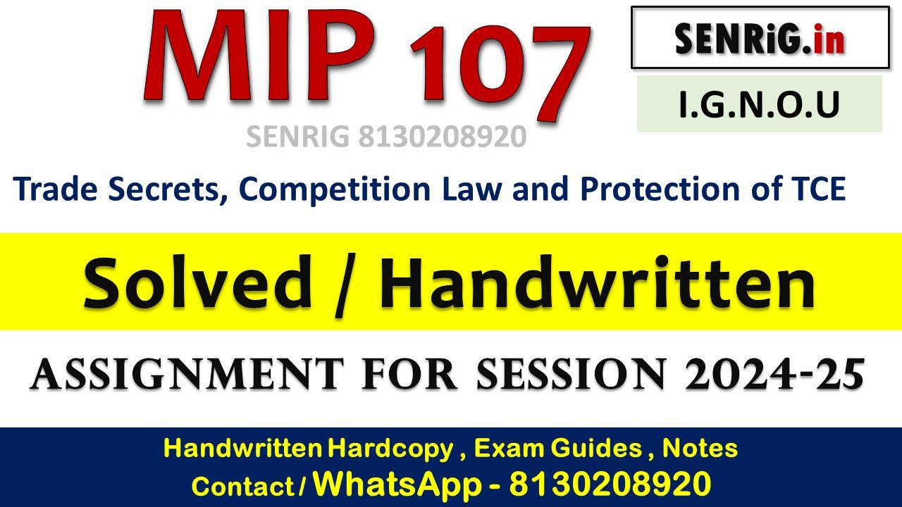 Free ignou mip 107 solved as pdf download; Free ignou mip 107 solved as pdf; ignou ipr study material; ipr ignou