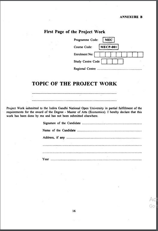 How to write IGNOU MECP 102 Synopsis & Project Report