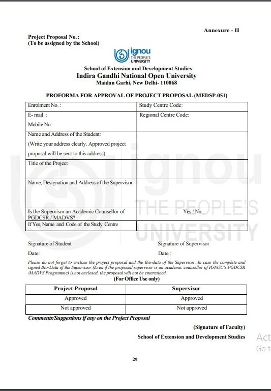 How to write IGNOU MEDSP 051 Synopsis & Project Report