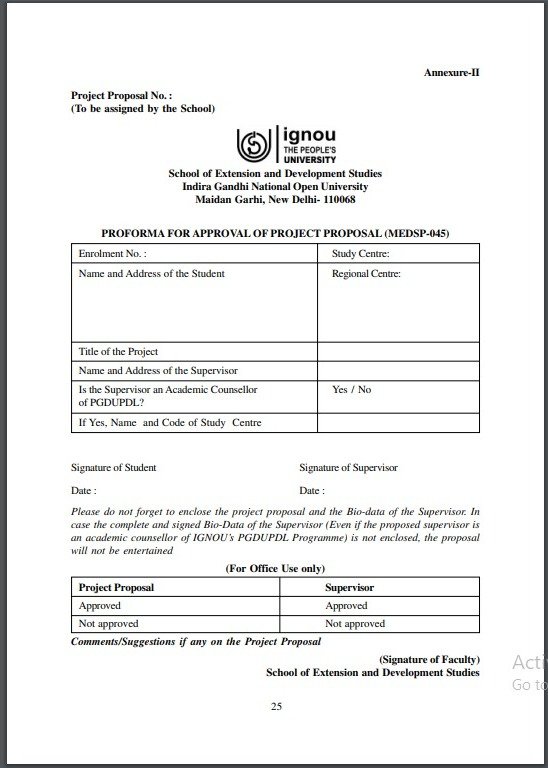 How to write IGNOU MEDSP 045 Synopsis & Project Report