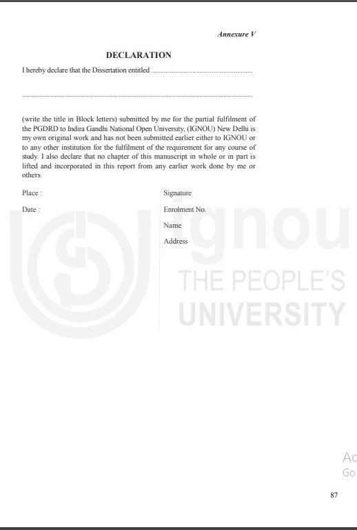 How to write IGNOU MRDP 205 Project Report
