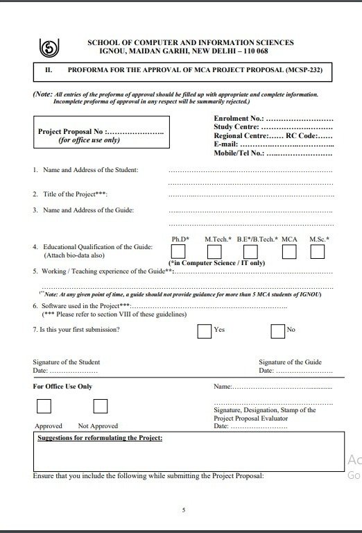 How to write IGNOU MCSP 232 Synopsis & Project Report