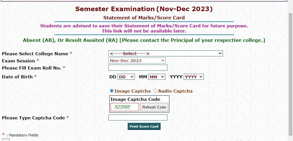 DU 5th Semester BA Program Result Out