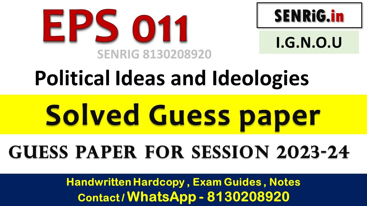 IGNOU EPS-011 Solved GUESS PAPER, Imp. Notes