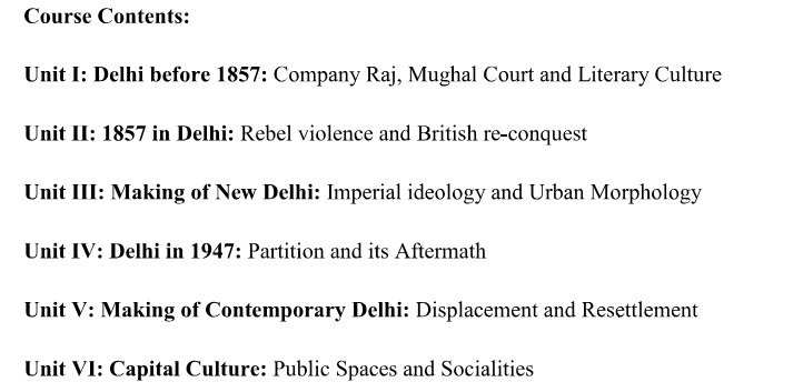 B.A Hons. Sem. 2nd History - Delhi through the Ages From Colonial to Contemporary Times