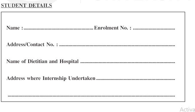 IGNOU MFNP 11 Internship Master of Science (Food Nutrition) (MSCDFSM)