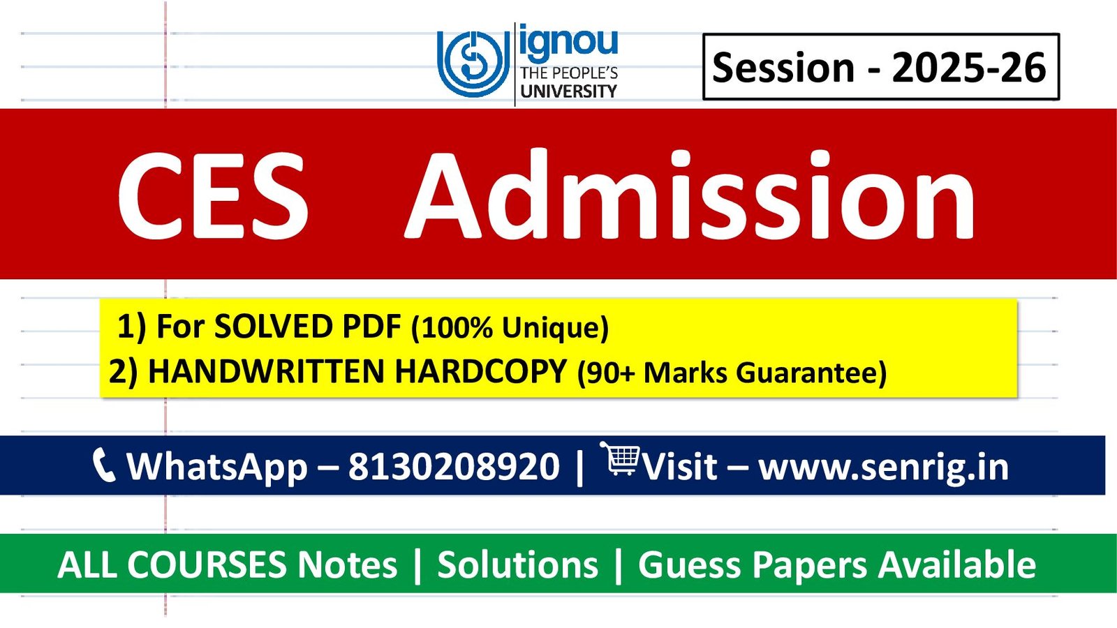 IGNOU CES Admission for 202526 Last Date for Application