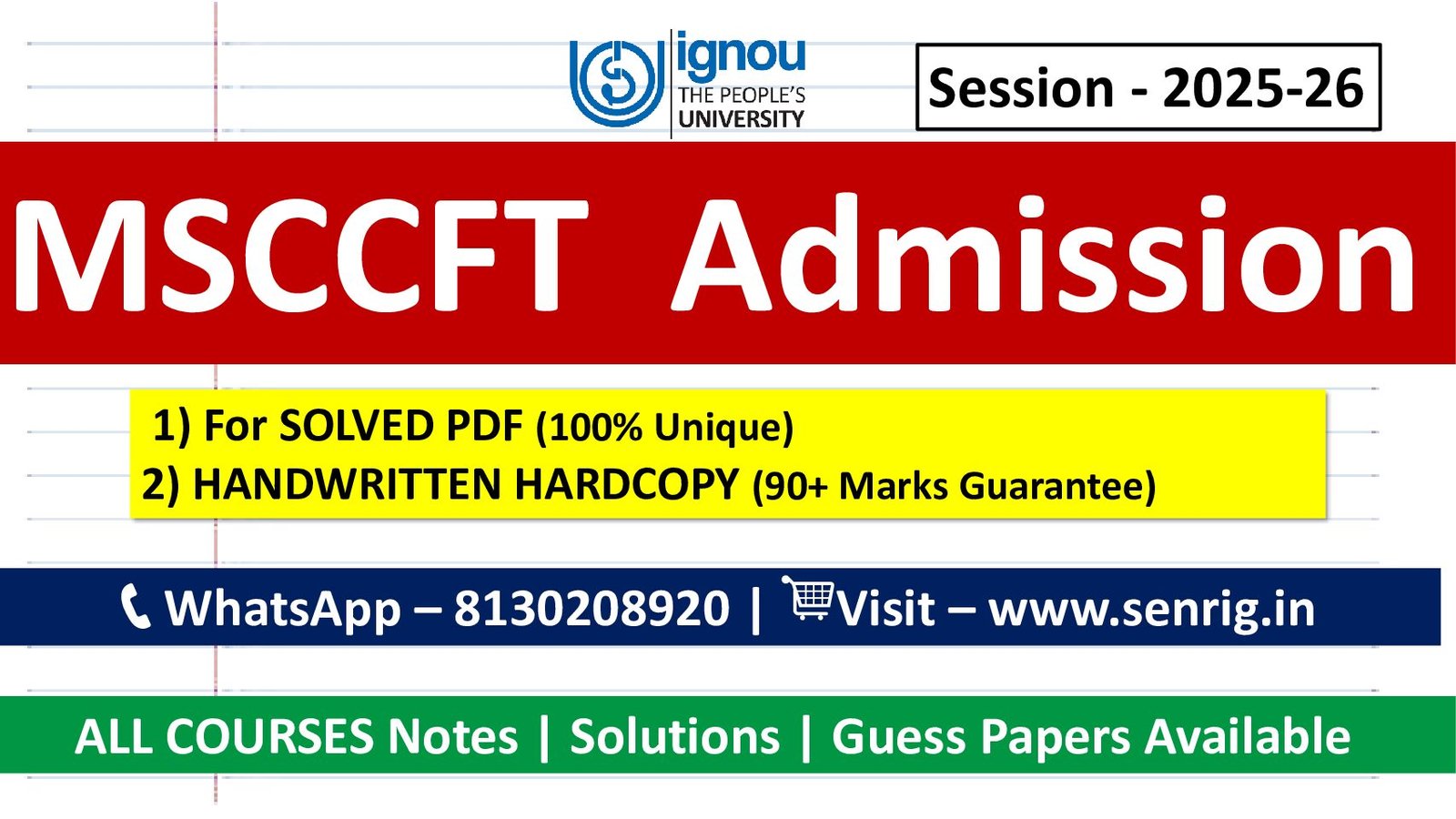 IGNOU MSCCFT Admission for 202526 Last Date for Application