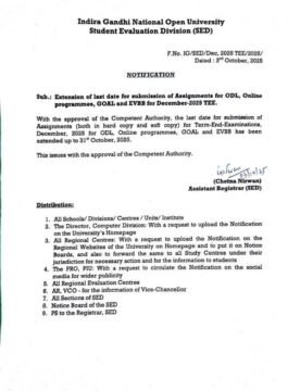 IGNOU Assignment Last Date 2025 Extended?