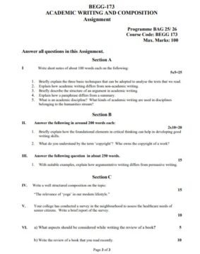 BEGG-173 Solved Assignment 2025–26 (English Medium)