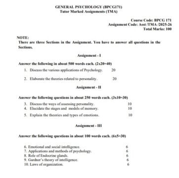 BPCG-171 Solved Assignment 2025–26 (English Medium)