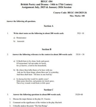 BEGC-104 Solved Assignment 2025–26 (English Medium)