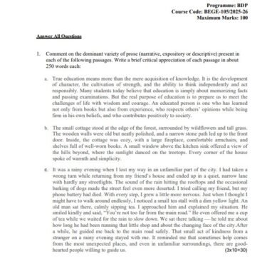 BEGE-105 Solved Assignment 2025–26 (English Medium)