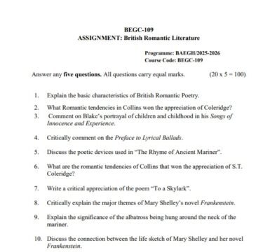 BEGC-109 Solved Assignment 2025–26 (English Medium)