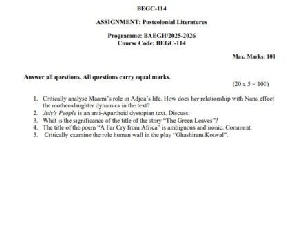 BEGC-114 Solved Assignment 2025–26 (English Medium)