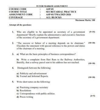 ASP-01 Solved Assignment 2025–26 (English Medium)