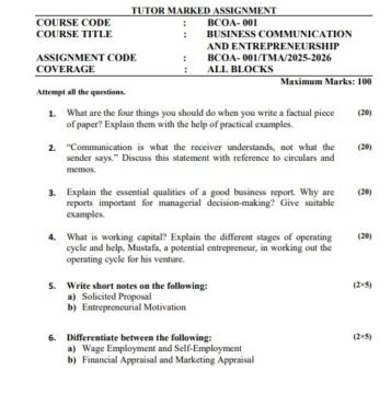 BCOA-001 Solved Assignment 2025–26 (English Medium)