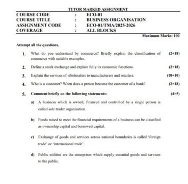ECO-01 Solved Assignment 2025–26 (English Medium)