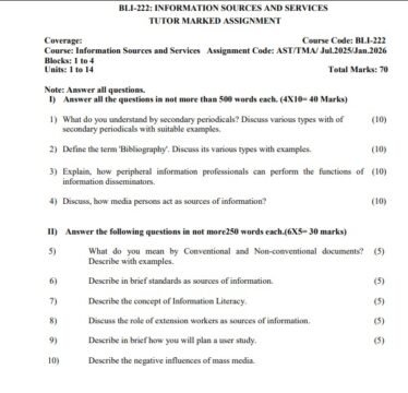 BLI-222 Solved Assignment 2025–26 (English Medium)