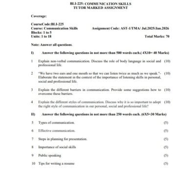 BLI-225 Solved Assignment 2025–26 (English Medium)