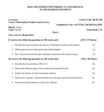 BLIE-228 Solved Assignment 2025–26 (English Medium)