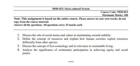 MSD-013 Solved Assignment 2026 (English Medium)