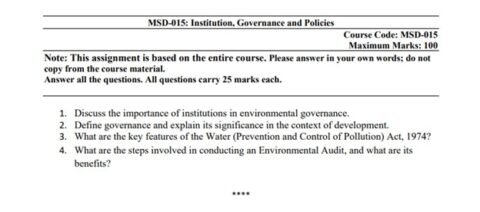 MSD-015 Solved Assignment 2026 (English Medium)