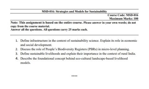 MSD-016 Solved Assignment 2026 (English Medium)