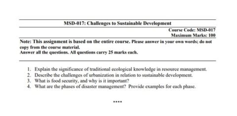 MSD-017 Solved Assignment 2026 (English Medium)