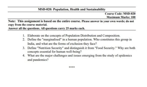 MSD-020 Solved Assignment 2026 (English Medium)