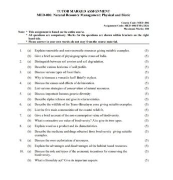 MED-006 Solved Assignment 2026 (English Medium)
