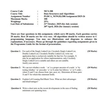 MCS-208 Solved Assignment 2025–26 (English Medium)