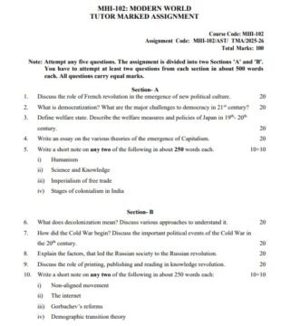 MHI-102 Solved Assignment 2025–26 (English Medium)