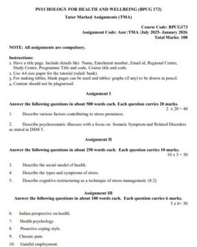 BPCG-173 Solved Assignment 2025–26 (English Medium)