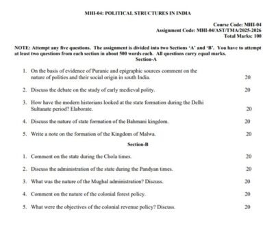 MHI-04 Solved Assignment 2025–26 (English Medium)