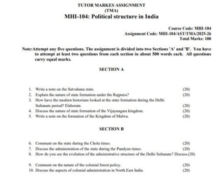 MHI-104 Solved Assignment 2025–26 (English Medium)